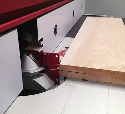 Lock Miter Master Jig For Three Eighths Inch To Three Quarters Inch Stock, CNC Machined Steel Body, shown on router table