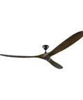 Modern Triple Blade Ceiling Fan With Handheld Remote Delivering Smooth Big Breezes Low Noise Motor Matte Black Housing Paired With Rich Dark Walnut Blades, showing angled walnut blades.