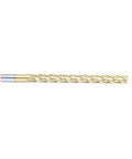 End mill tool, side view, gold-colored HSS foam-cutting, extended reach, 1/2 in diameter