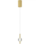 Nordic Minimalist Pendant Light With Crystal Glass Shade, Adjustable Mini Ball Design, Modern Metal Base Hanging Lamp
