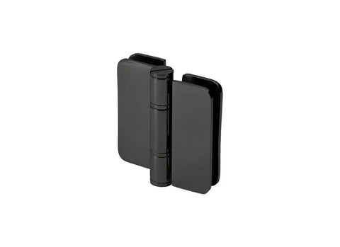 Zephyr 180 Degree Glass-To-Glass Overlap Outswing Hinge heavy-duty stainless steel matte black finish for frameless shower doors