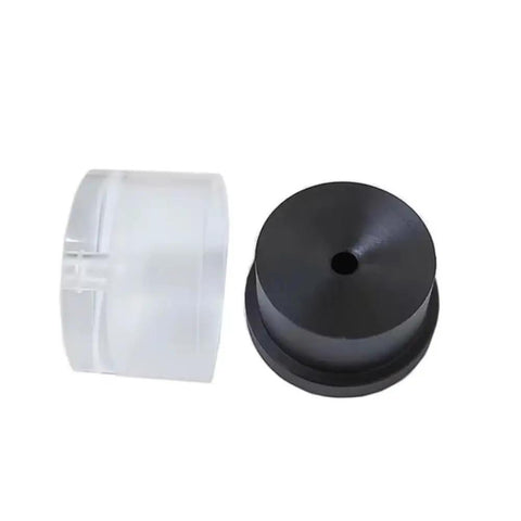 Plastic Watch Mainspring Barrel Closure Tool For Easy Plug And Play Barrel Cover Fitting, black and clear components shown