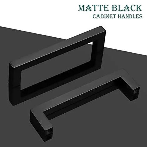 25 Pack Black Cabinet Handles Square Drawer Pulls 4 Inch Overall Length 96mm Hole Center 3-3/4 Inch Solid Zinc Alloy Kitchen Cabinet Pulls