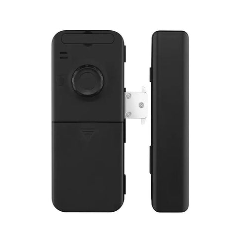 Slick Smart Fingerprint Door Lock And Password Code For Frameless Sliding Doors, black contactless design, minimalistic style.