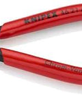 External 90 Degree Angled Snap Ring Pliers With Forged Tips, precision grade tool for pro tradesmen, red ergonomic grip, side view