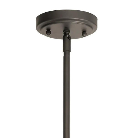 Ceiling mount of Everly Single Light Schoolhouse Pendant with adjustable stem and chrome finish for kitchen or dining room