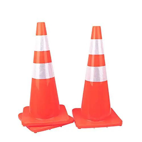 10 Pack 28 Inch Traffic Cones Set Heavy Duty PVC Safety Road Parking Cones For Traffic Control Fluorescent Orange With Weighted Base Reflective Strips 4 Inch And 6 Inch Ideal For Construction And Roadwork