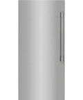 Sleek Smudge Proof Stainless Steel Upright Freezer With 18.9 Cubic Feet Storage And Smooth Glide Out Ice Maker front view.