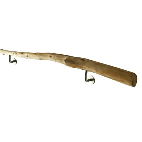 Straight Up Natural Pine Wood Indoor Outdoor Railing Kit 120 Cm Wall Mount Parapet System showing natural wood texture and metal brackets.