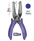 Two Inch Reach Hole Punch With Five Sixteenth Inch Round Hole Chrome And Purple Finish Ergonomic Soft Grip Handles High Capacity