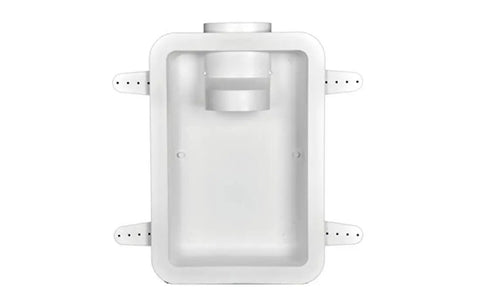 Recessed Dryer Vent Box For Tight Wall Install That Lets Your Dryer Sit Close To The Wall Protects The Duct From Crushing And Cuts Down Lint Build Up With Fewer Bends Made From High Impact Poly showing front view