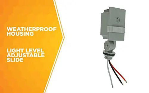 Adjustable Outdoor Swivel Light With Dusk To Dawn Photocell Switch Hardwired Stem Mount Exterior Weatherproof Lighting Control