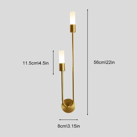 UPRENXIAO Modern Wall Sconce Linear Curved Design Up Down Lighting Ambient(Gold) with dimensions 22in x 4.5in x 3.15in.