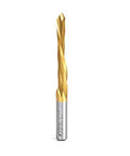 Front view of Amana Tool HSS1702TIN tin-coated drill bit, 1/2 in diameter, 2-1/2 in length, 1/2 in shank