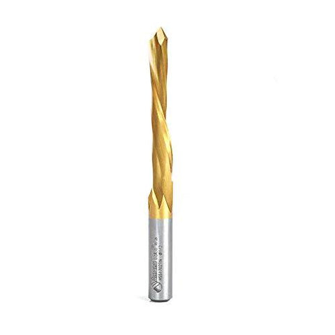 Amana Tool HSS1702TIN tin-coated HSS drill bit, 1/2 in dia, 2-1/2 in flute length, 1/2 in shank