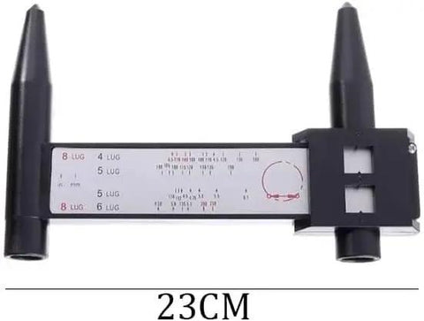 8-Lug Hub Bore Caliper with Digital LCD for Wheel Inspection displayed flat, measuring 23cm, with clear measurement markings.