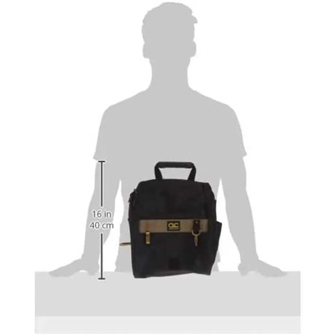 Zippered 21 Pocket Electrician's Tool Pouch for Pros with Pro Grade Build, Black Durable Tool Bag shown with size guide