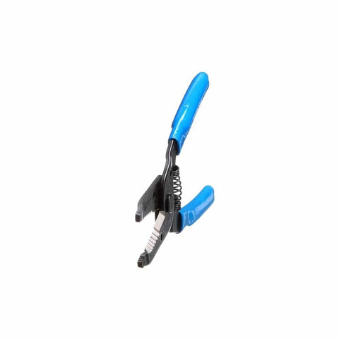 Must Have Pro Grade Multi-Purpose Wire Stripper And Cutter with blue handles, serrated nose jaws, spring-loaded, USA-made