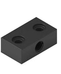 Heavy Duty T8 Acme Lead Screw Nut Block For 8mm Linear Guides With Hella Smooth Brass Or POM Flange Mount side view showing threaded holes.