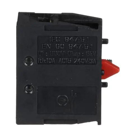 Harmony XAC Beefy Add On Single Contact Block for industrial machines with front mounting screw clamp terminal visible
