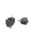 Front and side view of Automotive Circuit Breaker 50V 15A Overload Protector with 3/8 inch mounting hole for cars, boats, and RVs.