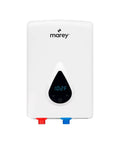 Front view of Electric Tankless Water Heater 11kW 240V with Smart Technology showing temperature display, white unit.