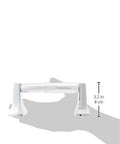 Contemporary Chrome Wall Mount Toilet Paper Holder with Easy Install Template and Spring System shown with size dimensions.