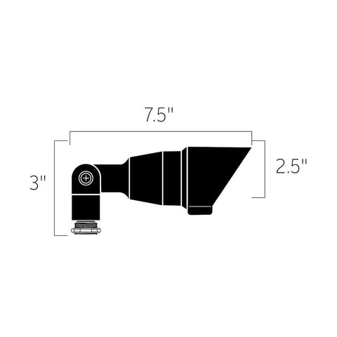 Dimensions of Accent Outdoor 12V Low Voltage Path Light, 1-Light MR-16, Textured Black Finish, side view outline with measurements