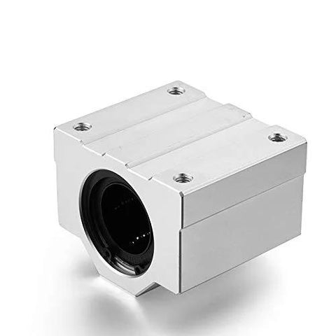Front view of aluminum SCS8UU 8mm bore linear bearing block for 3D printers and CNC machines (4pcs).