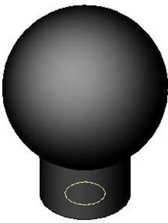 Black Phenolic Molded Ball Knob With Shank 1 23/32 Inch Diameter 1/2-13 Threads 7/8 Inch Length For Machine Tools