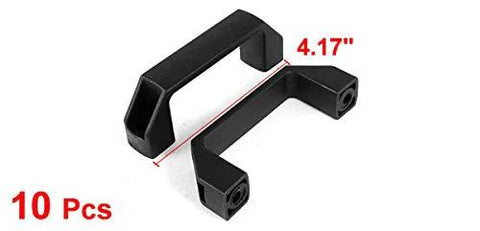 Black Plastic Cabinet Drawer Pull Handles 106mm Length Pack Of 10 Rectangular Bar Style Cabinet Hardware shown in black.