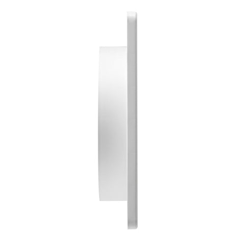 Side view of White 8 Inch Plastic Louver Vent With Opening And Closing Flaps And UV Inhibitor For Outdoor Use Built Tough For Exterior Walls Or Roof Grille