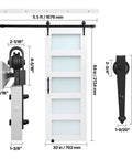 Sliding Barn Door 30 x 84 Inch With Glass Panel, Durable MDF Construction, Water-Resistant PVC Finish, H-Frame Design, Easy Installation.