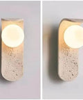 Cream LED Wall Sconce, 9 x 25 cm Modern Warm White Wall Lamp with Stone and Glass Design for Bedroom, Hallway, Hotel(Color:Cool White) side view.