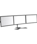 Heavy Duty Dual Monitor Desk Mount Featuring Fluid Mechanical Arms, sleek steel design holding three displays.