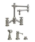 Vintage Bridge Kitchen Sink Faucet With Long Reach Spout Classic Cross Handles Matte Antique Copper Finish Heavy Duty Brass in a refined design.