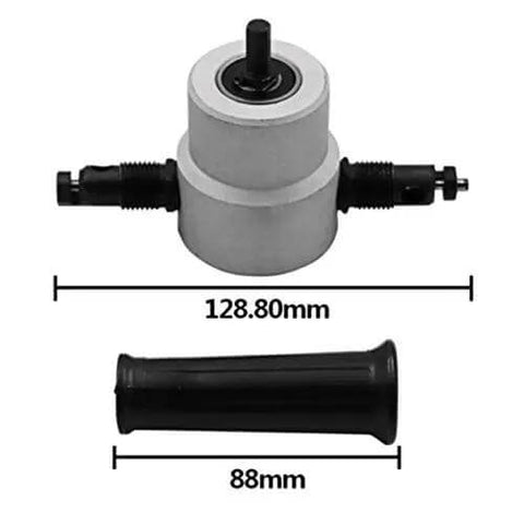 Double Head Nibbler Cutter For Sheet Metal Cuts Curved Saw Cutter Drill Attachment with dimensions 128.8mm and 88mm