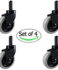 Replacement Casters For WaveBrake Mop Buckets 3 Inch Non Marking TPR Rubber Wheels Set Of 4, shown with floor-friendly design.