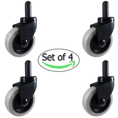 Replacement Casters For WaveBrake Mop Buckets 3 Inch Non Marking TPR Rubber Wheels Set Of 4, shown with floor-friendly design.