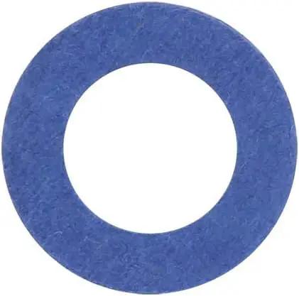 Close-up of a blue seal from Aluminum Oil Drain Plug Gasket Kit 24 Pcs Replacement Seals Pro Grade Fits Toyota Lexus Scion Crush Washer Style