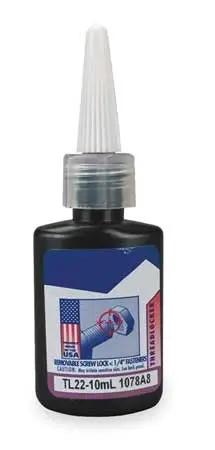 Front view of Blue Threadlocker, 10ml Bottle With 0.25mm Gap Fill, Removable With Hand Tools, Full Cure In 24 Hours, Protects Threaded Fasteners From Vibration, Corrosion And Shock.