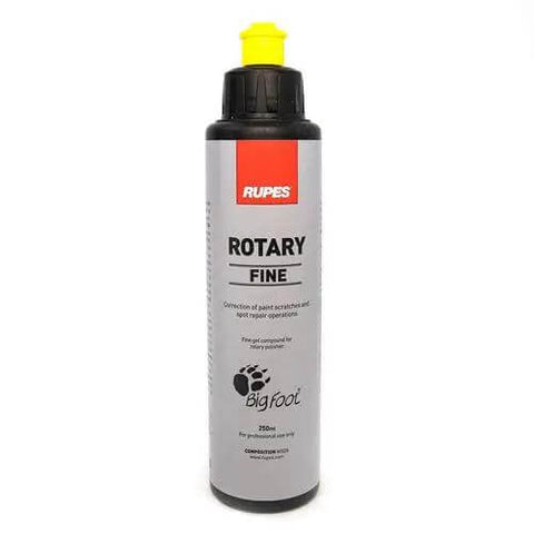 Close-up of a Big Foot Rotary Polisher LH19E Standard Kit With Heavy Duty Nine Meter Cord High Torque Drive And Yellow BR150M Fine Foam Pad container.