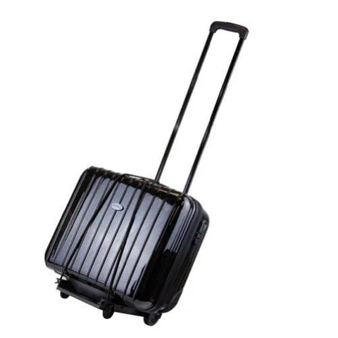 EZ Roll Luggage Cart With Lightweight Aluminum Frame For Easy Transport Of Luggage And Supplies, shown folded with telescopic handle.