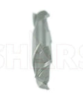 Side view of Shars 7/16 x 1/2 in HSS 2-flute double-end center-cut end mill, 13/16 in flute length.