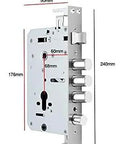 304 Stainless Steel Mortise Lock with dimensions 240mm x 90mm x 30mm for secure door installations.