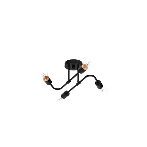 4 Light Black Semi Flush Mount Sputnik Ceiling Light Fixture Dope Matte Metal Farmhouse Chandelier For Bedroom Kitchen Dining Living Room With E26 Bulb Base
