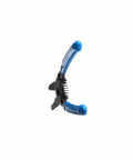 Must Have Pro Grade Multi-Purpose Wire Stripper And Cutter with blue grips, serrated nose jaws, spring-loaded handles, angled view