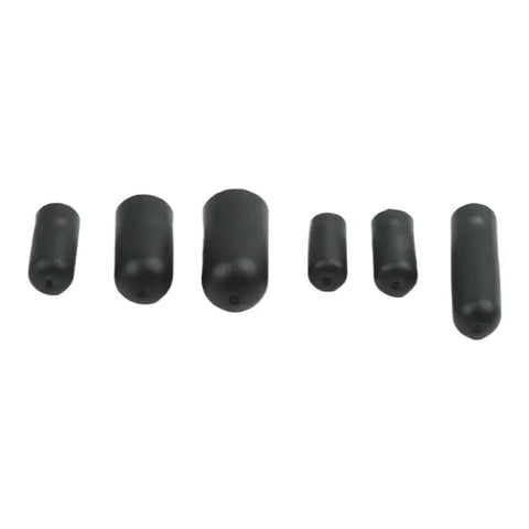 160 Piece Rubber Carburetor Vacuum Cap Kit With Varied Sizes For Intake Ports displayed in rows, black rubber caps
