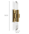 Modern Glass Crystal Wall Sconces, Versatile Bedroom Bedside Lamps And Hallway Light Fixtures Delivering Glare Free Eye Comfort, Effortless Decorative Illumination To Amp Up Your Cozy Space Vibes, 18cm x 59cm gold wall sconce.