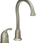 Camerist Single Handle Bar Faucet For 2 Hole Sinks, Stainless Steel, 10 Inch Spout, Aerated Water Stream And Rinse Spray, Easy Lever Operation